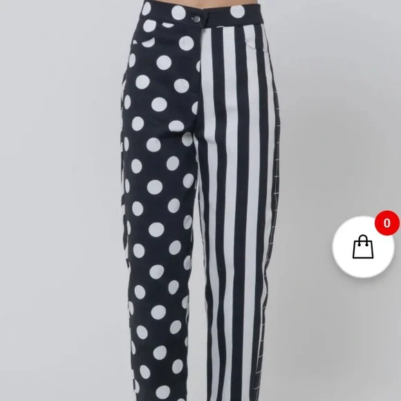 LAU Black White Patterned High Waisted Pants From Italy Designer-Made NWT - Picture 10 of 11